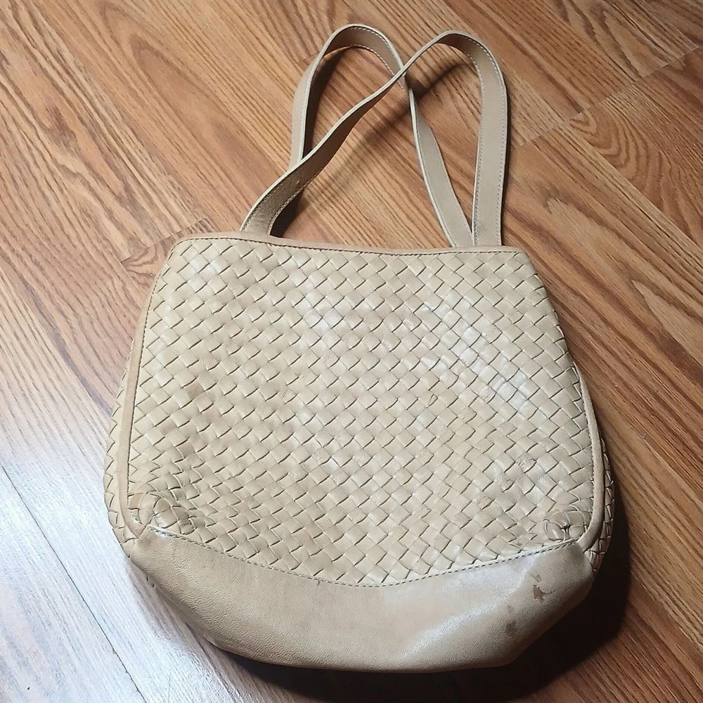 Vintage Cole Haan Tan‎ Woven Tote Bag